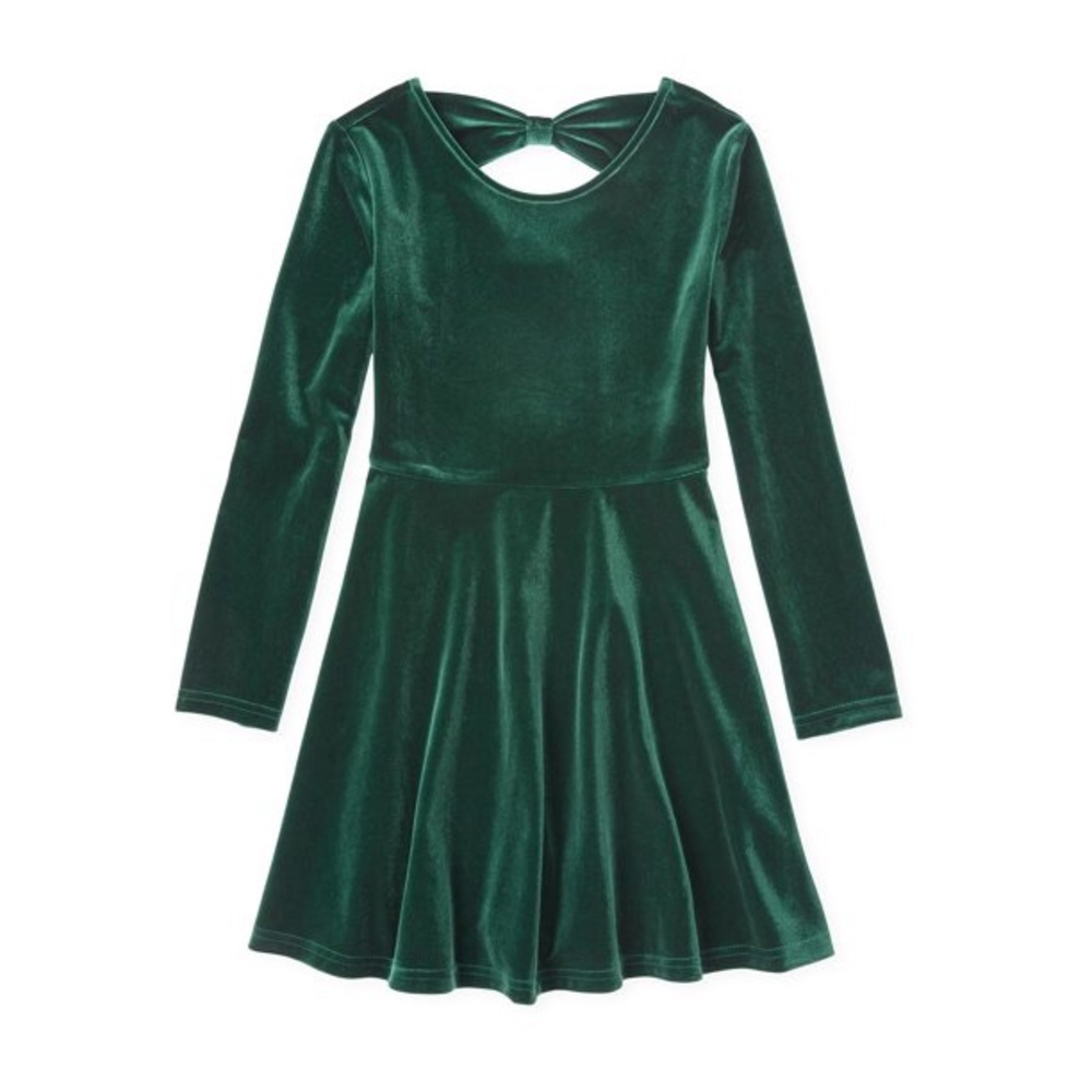Kids Velour Bow Back Dress